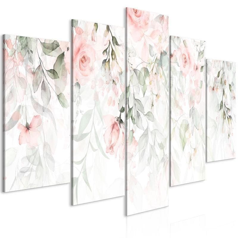Quadro - Waterfall of Roses (5 Parts) Wide - First Variant in Poster e stampe Collezione Casa - Trebisacce, commercioVirtuoso.it