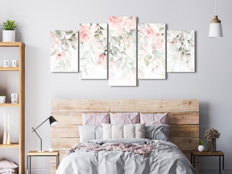 Quadro - Waterfall of Roses (5 Parts) Wide - First Variant in Poster e stampe Collezione Casa - Trebisacce, commercioVirtuoso.it
