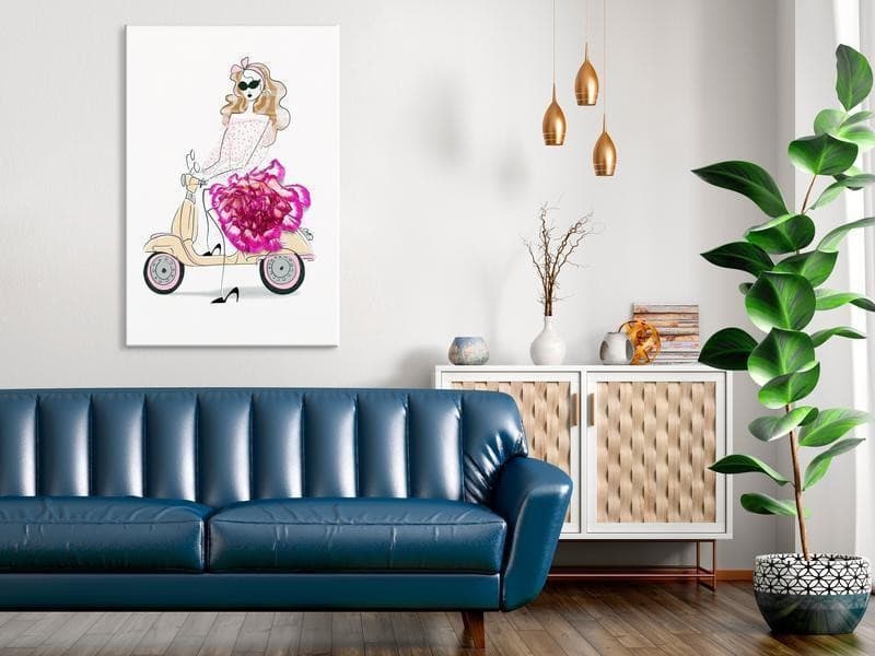 Quadro - Girl on a Scooter (1 Part) Vertical in  Collezione Casa - Trebisacce, commercioVirtuoso.it