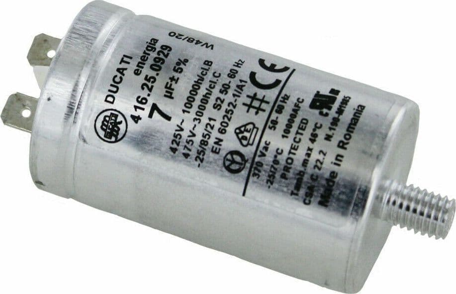 Condensatore Ducati spunto per motore asciugatrice Candy Hoover Zw 7uF 41039164 in prodotto EuroStore07 - Alatri, commercioVirtuoso.it