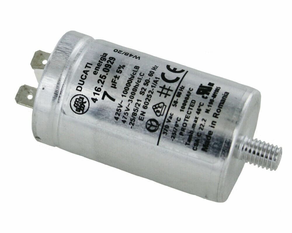 Condensatore Ducati spunto per motore asciugatrice Candy Hoover Zw 7uF 41039164 in prodotto EuroStore07 - Alatri, commercioVirtuoso.it