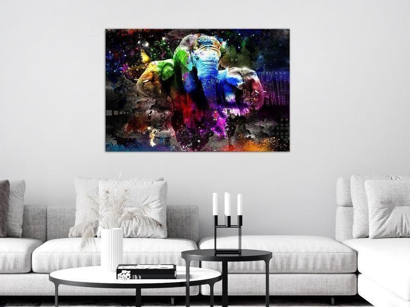 Quadro - Colorful Elephants (1 Part) Wide in Poster e stampe Collezione Casa - Trebisacce, commercioVirtuoso.it