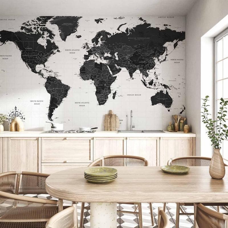 Carta da parati - Black and White Map in Carta da parati Collezione Casa - Trebisacce, commercioVirtuoso.it