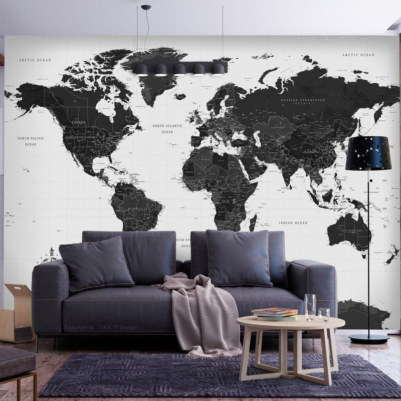 Carta da parati - Black and White Map in Carta da parati Collezione Casa - Trebisacce, commercioVirtuoso.it