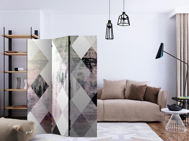 Paravento - Rhombic Chessboard (Pink) in Paraventi Collezione Casa - Trebisacce, commercioVirtuoso.it