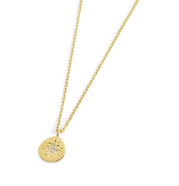 Marlù - COLLANA MEDAGLIETTA PENDENTE ROSA DEI VENTI CON STRASS BIANCHI PVD ORO in Collane Alba Gioielli - Casoria, commercioVirtuoso.it