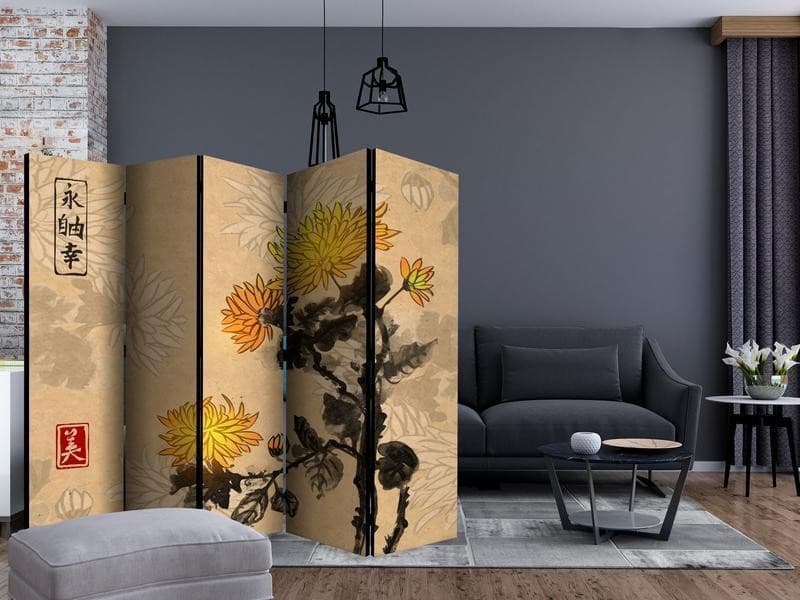 Paravento - Chrysanthemums II in Paraventi Collezione Casa - Trebisacce, commercioVirtuoso.it