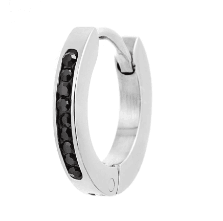 Marlù MONO ORECCHINO CERCHIO ACCIAIO 13MM CRISTALLI NERI in Orecchini Alba Gioielli - Casoria, commercioVirtuoso.it