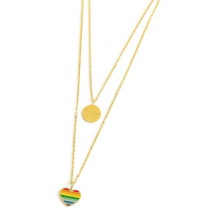 MARLU'-COLLANA DOPPIA CATENA CON PENDENTE CUORE ARCOBALENO PVD ORO in Collane Alba Gioielli - Casoria, commercioVirtuoso.it
