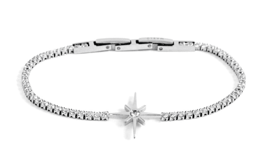 MARLU'-BRACCIALE TENNIS PENDENTE ROSA DEI VENTI ACCIAIO in Bracciali Alba Gioielli - Casoria, commercioVirtuoso.it