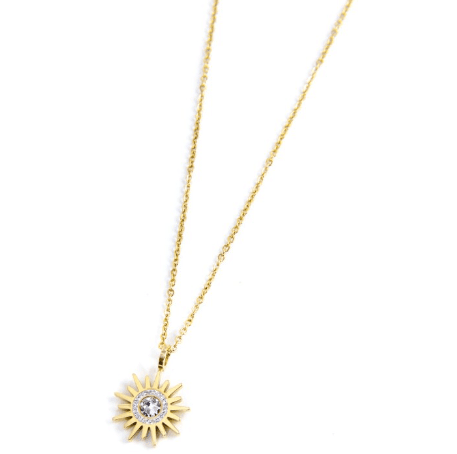 Marlù Collana Pendente Sole Cristalli Bianchi Pvd Oro in Collane Alba Gioielli - Casoria, commercioVirtuoso.it