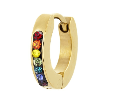 Marlù MONO ORECCHINO CERCHIO PVD ORO 11MM CRISTALLI MULTICOLOR in Orecchini Alba Gioielli - Casoria, commercioVirtuoso.it