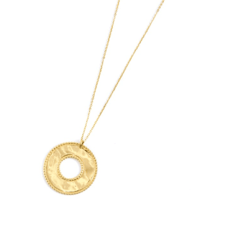 Marlù COLLANA PENDENTE CIRCOLARE MARTELLATO 30MM PVD ORO in Collane Alba Gioielli - Casoria, commercioVirtuoso.it