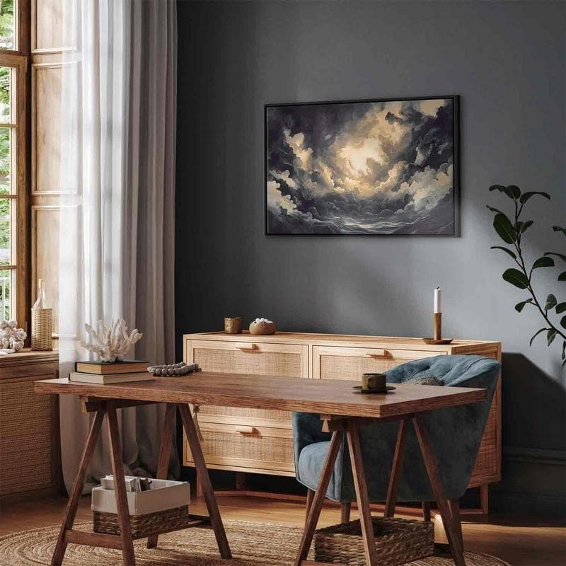 Quadro - Epic Light Play: The Sun Battling for Dominance Over the Clouds in Poster e stampe Collezione Casa - Trebisacce, commercioVirtuoso.it