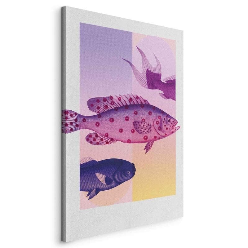 Quadro - Fish in Pastels - Stylized Fish Against Gradient Shapes in Poster e stampe Collezione Casa - Trebisacce, commercioVirtuoso.it