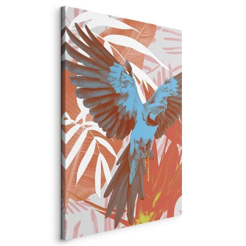 Quadro - Exotic Wings - Parrot Among Abstract Leaf Patterns in Poster e stampe Collezione Casa - Trebisacce, commercioVirtuoso.it