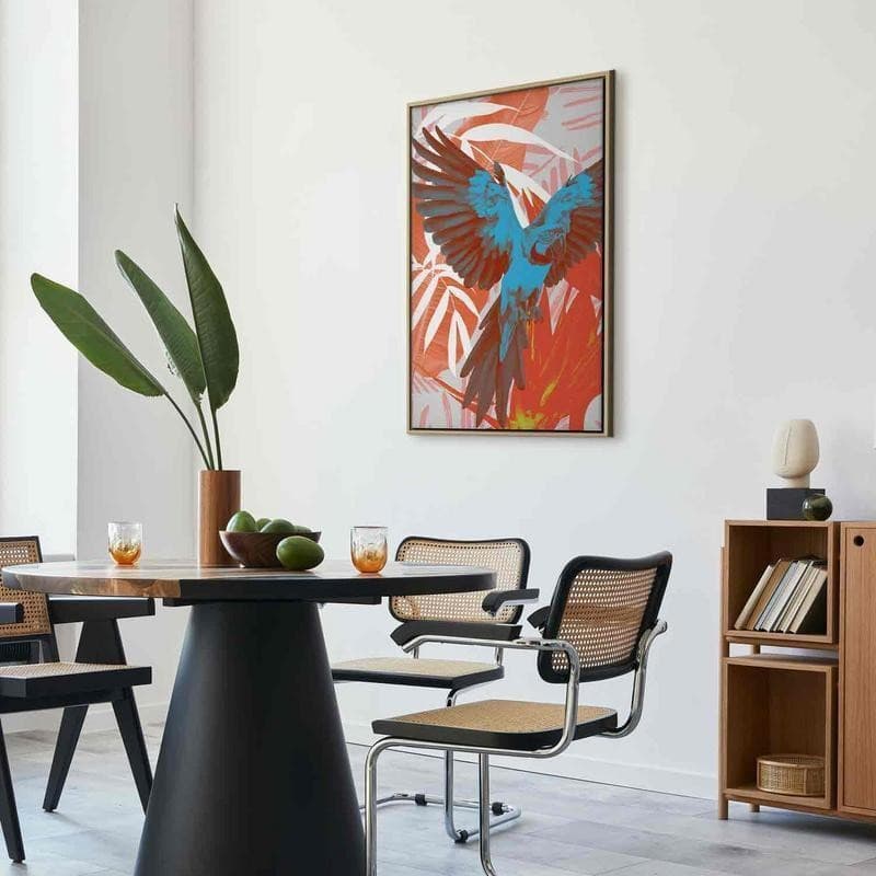 Quadro - Exotic Wings - Parrot Among Abstract Leaf Patterns in Poster e stampe Collezione Casa - Trebisacce, commercioVirtuoso.it