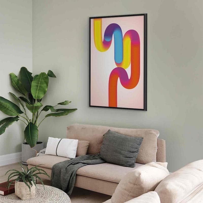 Quadro - Colorful Turns - Dynamic Composition in Shades of Yellow Pink and Blue in Poster e stampe Collezione Casa - Trebisacce, commercioVirtuoso.it