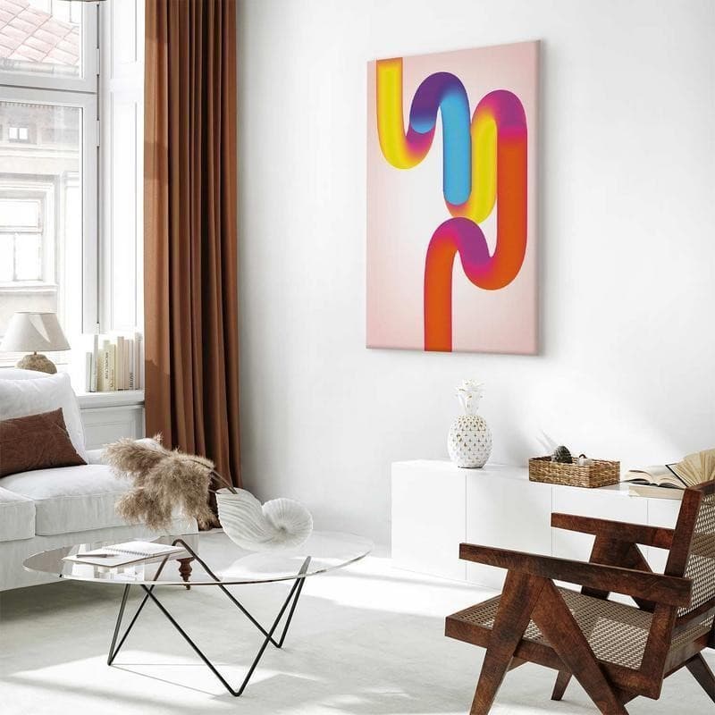 Quadro - Colorful Turns - Dynamic Composition in Shades of Yellow Pink and Blue in Poster e stampe Collezione Casa - Trebisacce, commercioVirtuoso.it