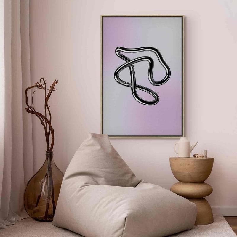 Quadro - Silver Intricacies - Fluid Metallic Figure on a Gradient Background in Poster e stampe Collezione Casa - Trebisacce, commercioVirtuoso.it