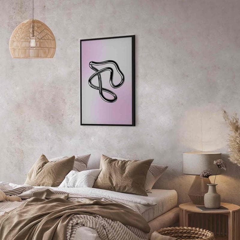 Quadro - Silver Intricacies - Fluid Metallic Figure on a Gradient Background in Poster e stampe Collezione Casa - Trebisacce, commercioVirtuoso.it