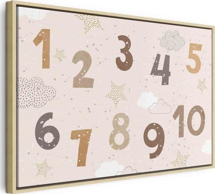 Quadro - Jumping Numbers - Numbers in a Subdued Beige-Brown Hue Among Snowflakes Stars and Clouds in Dipingere con i numeri Collezione Casa - Trebisacce, commercioVirtuoso.it