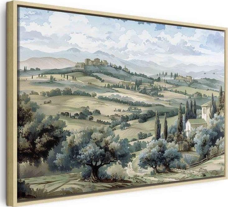 Quadro - Landscape with Green Fields and Trees Tuscan Sunny View in Poster e stampe Collezione Casa - Trebisacce, commercioVirtuoso.it