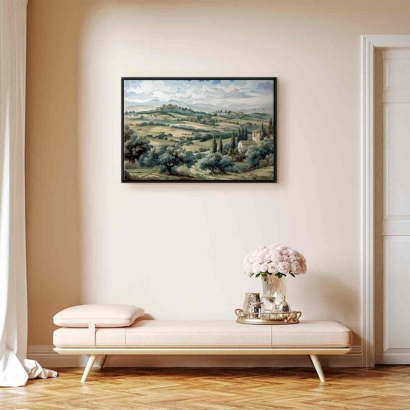 Quadro - Landscape with Green Fields and Trees Tuscan Sunny View in Poster e stampe Collezione Casa - Trebisacce, commercioVirtuoso.it