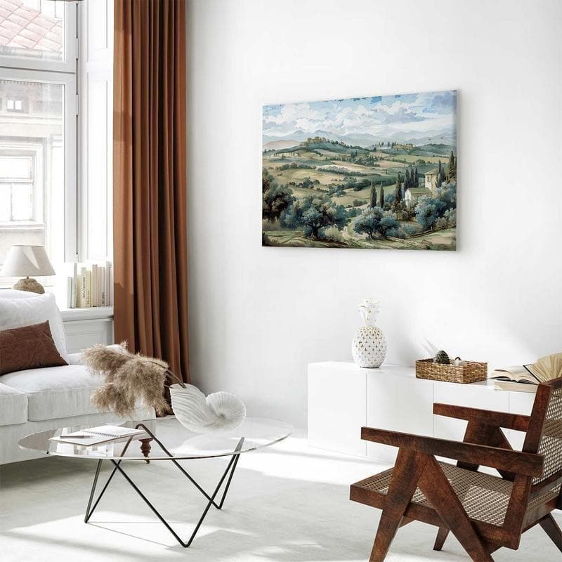 Quadro - Landscape with Green Fields and Trees Tuscan Sunny View in Poster e stampe Collezione Casa - Trebisacce, commercioVirtuoso.it