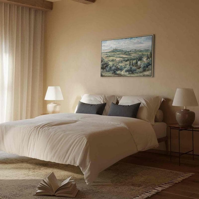 Quadro - Landscape with Green Fields and Trees Tuscan Sunny View in Poster e stampe Collezione Casa - Trebisacce, commercioVirtuoso.it