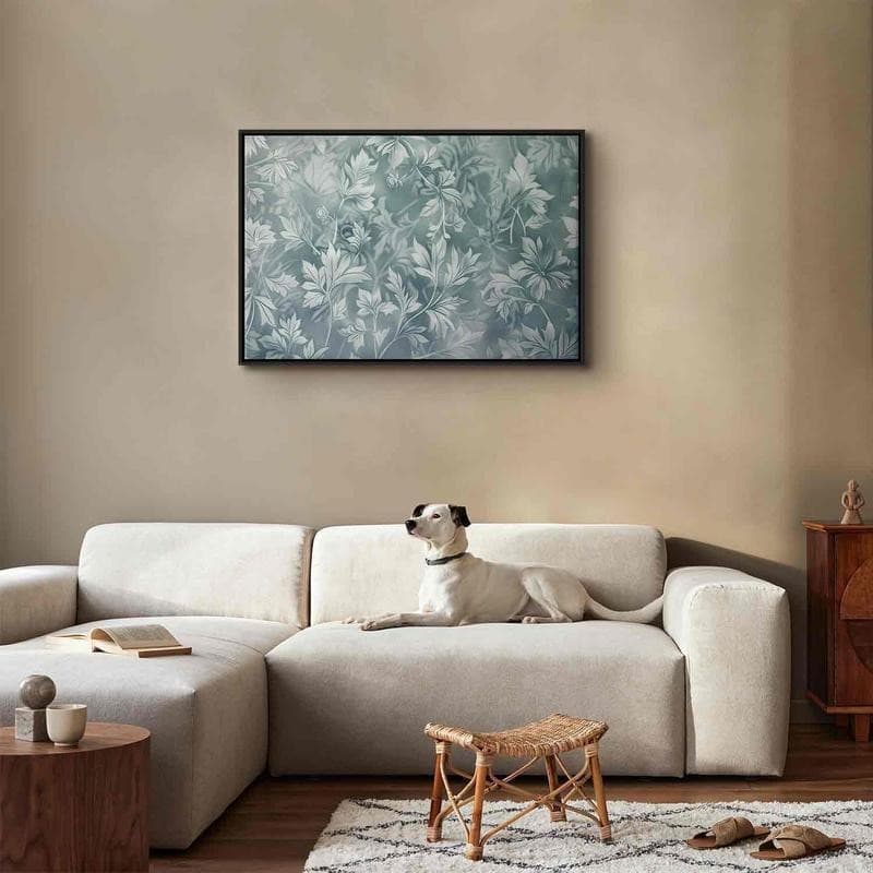 Quadro - Ornaments in Worn Muted Turquoises: Delicate Plant Pattern in Poster e stampe Collezione Casa - Trebisacce, commercioVirtuoso.it