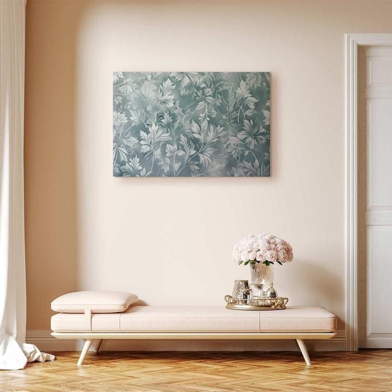 Quadro - Ornaments in Worn Muted Turquoises: Delicate Plant Pattern in Poster e stampe Collezione Casa - Trebisacce, commercioVirtuoso.it