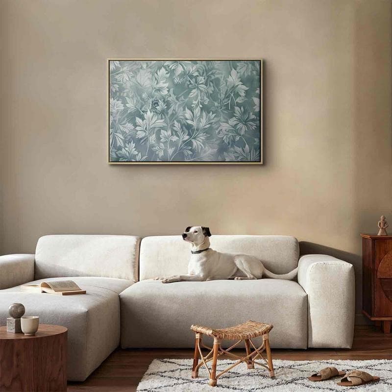 Quadro - Ornaments in Worn Muted Turquoises: Delicate Plant Pattern in Poster e stampe Collezione Casa - Trebisacce, commercioVirtuoso.it