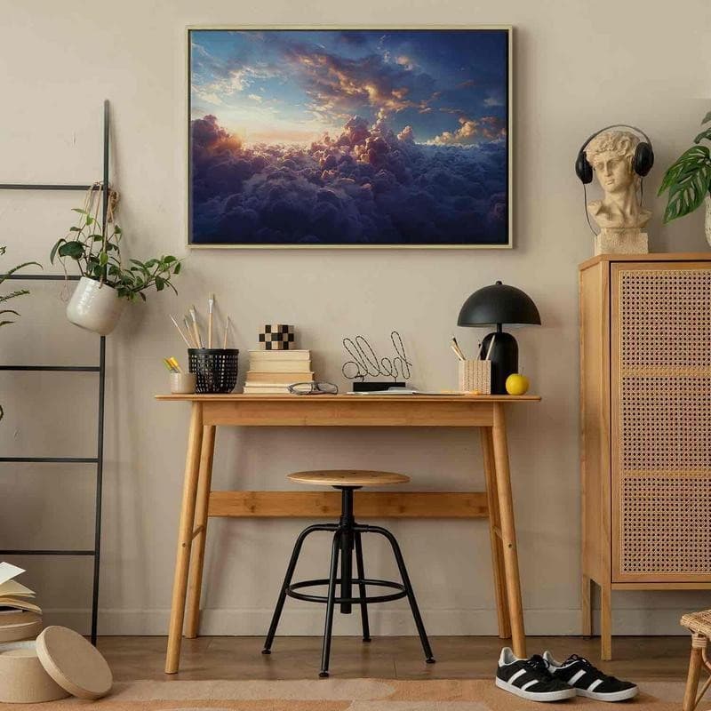 Quadro - The Sun in Hiding: The Golden Face of the Sky Over a Cloudy Sea in Poster e stampe Collezione Casa - Trebisacce, commercioVirtuoso.it