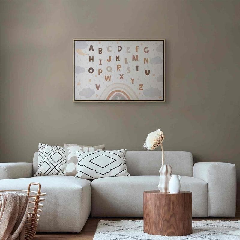 Quadro - Letters Above the Rainbow - Letters Among Streams of Rain and Clouds with a Rainbow Moon and Stars on a Light B in Poster e stampe Collezione Casa - Trebisacce, commercioVirtuoso.it