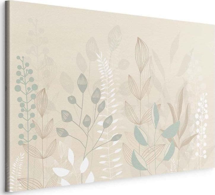 Quadro - Morning in the Meadow - Various Pastel Plants on a Beige Background in Poster e stampe Collezione Casa - Trebisacce, commercioVirtuoso.it