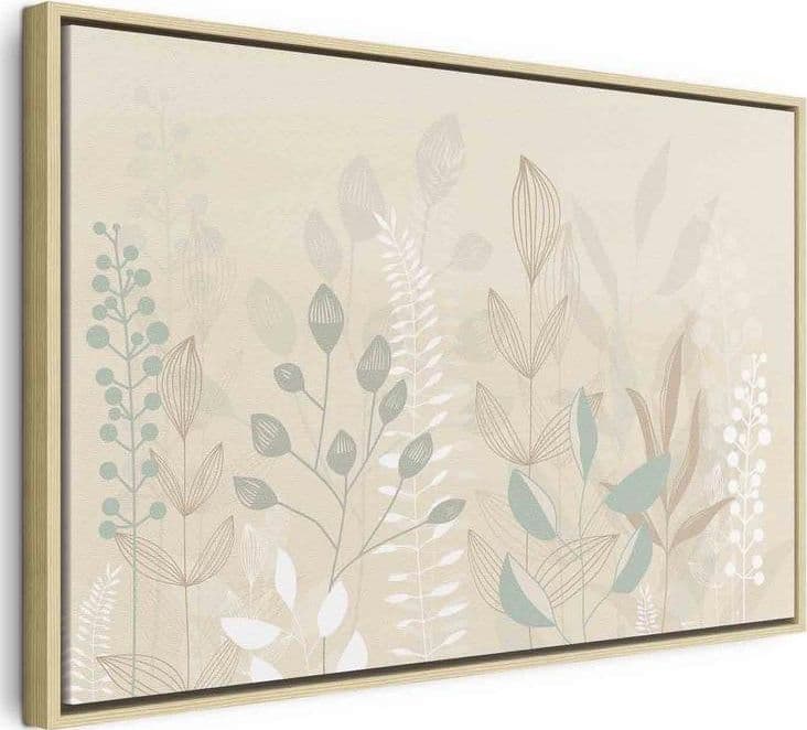 Quadro - Morning in the Meadow - Various Pastel Plants on a Beige Background in Poster e stampe Collezione Casa - Trebisacce, commercioVirtuoso.it