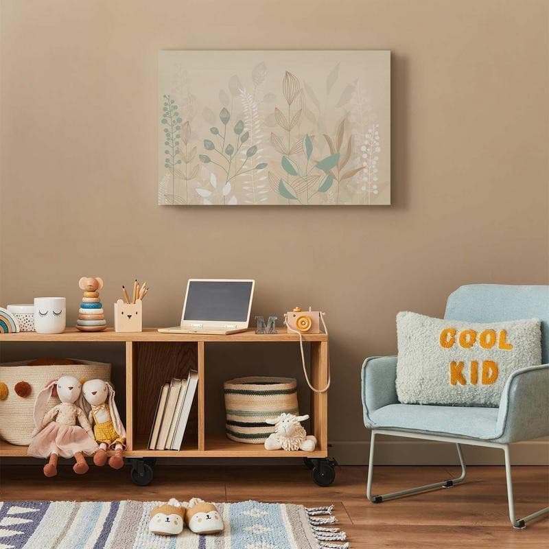 Quadro - Morning in the Meadow - Various Pastel Plants on a Beige Background in Poster e stampe Collezione Casa - Trebisacce, commercioVirtuoso.it