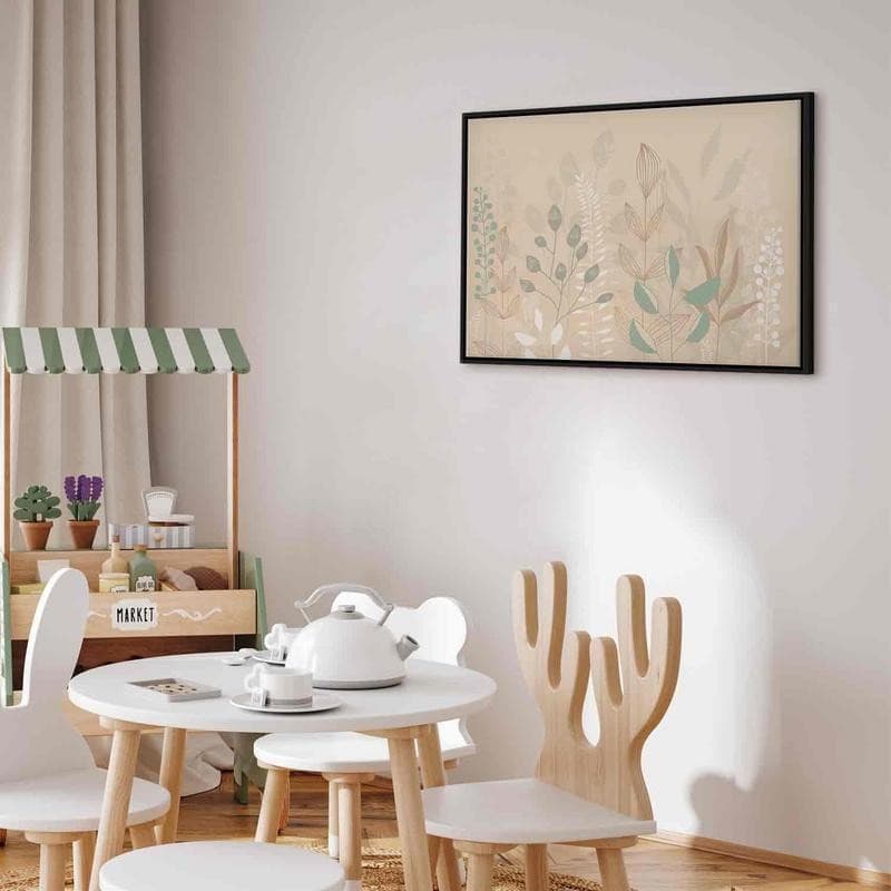 Quadro - Morning in the Meadow - Various Pastel Plants on a Beige Background in Poster e stampe Collezione Casa - Trebisacce, commercioVirtuoso.it