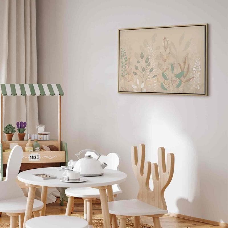 Quadro - Morning in the Meadow - Various Pastel Plants on a Beige Background in Poster e stampe Collezione Casa - Trebisacce, commercioVirtuoso.it