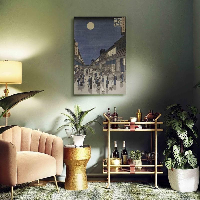 Quadro - Night time view of Saruwaka Street from Meisho Edo Hyakkei (One Hundred Views of Edo) (Utagawa Hiroshige) in Poster e stampe Collezione Casa - Trebisacce, commercioVirtuoso.it