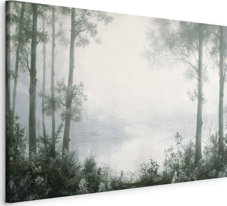Quadro - Retro Landscape Grove Trees and Pond in Patinated Shades of Green in Poster e stampe Collezione Casa - Trebisacce, commercioVirtuoso.it