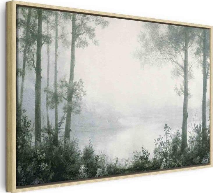 Quadro - Retro Landscape Grove Trees and Pond in Patinated Shades of Green in Poster e stampe Collezione Casa - Trebisacce, commercioVirtuoso.it