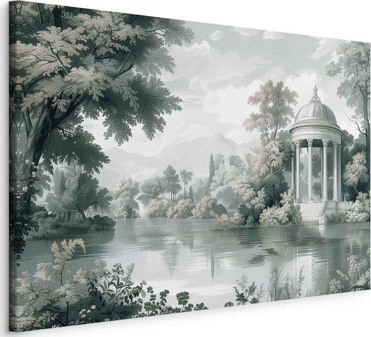 Quadro - View of the Park and Lake Retro Vintage Landscape in Greens in Poster e stampe Collezione Casa - Trebisacce, commercioVirtuoso.it