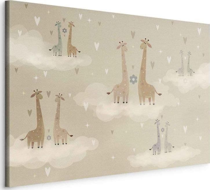Quadro - Love - Colorful Giraffes Floating on Clouds Among Hearts and Stars in Poster e stampe Collezione Casa - Trebisacce, commercioVirtuoso.it