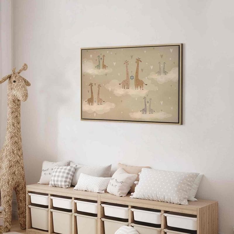 Quadro - Love - Colorful Giraffes Floating on Clouds Among Hearts and Stars in Poster e stampe Collezione Casa - Trebisacce, commercioVirtuoso.it