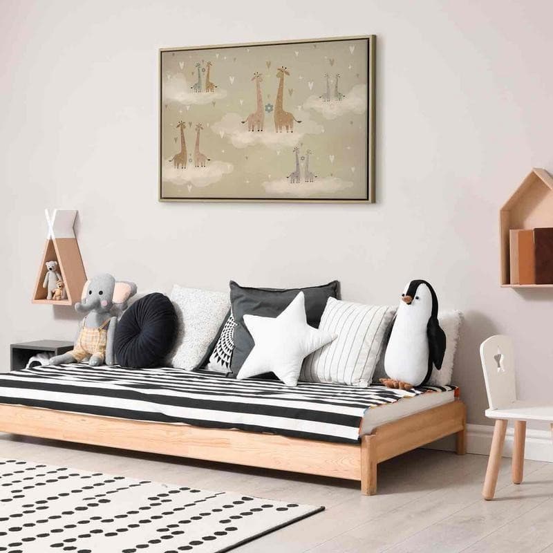 Quadro - Love - Colorful Giraffes Floating on Clouds Among Hearts and Stars in Poster e stampe Collezione Casa - Trebisacce, commercioVirtuoso.it