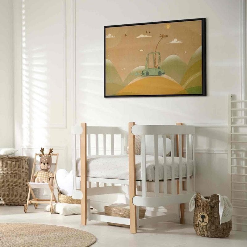Quadro - Dreamy Traveler - A Cheerful Giraffe Driving a Car on a Sunny Day in Poster e stampe Collezione Casa - Trebisacce, commercioVirtuoso.it