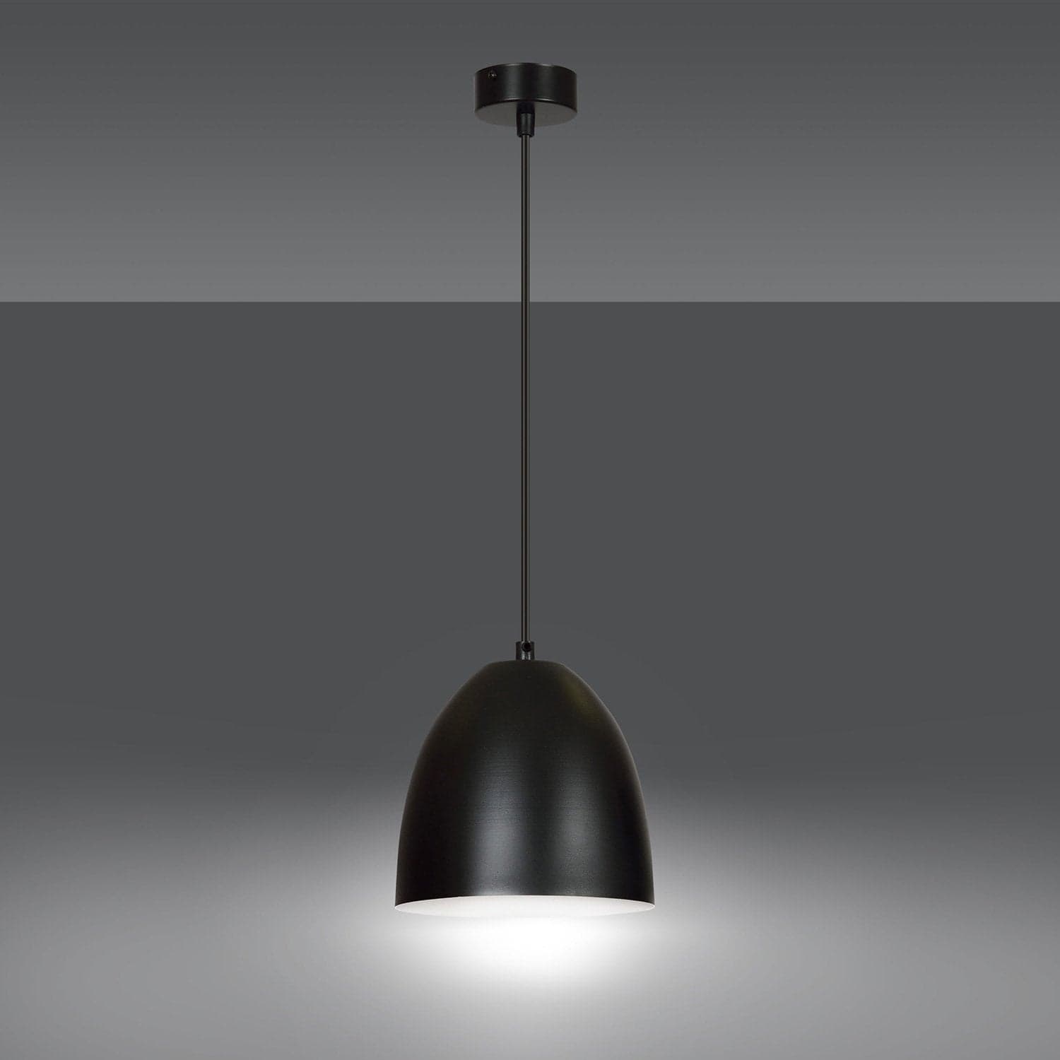 Sospensione 1 Luce Lenox In Acciaio Nero A Cupola Nero E Bianco in Lampade a sospensione LuceArt - Montecorvino Pugliano, commercioVirtuoso.it