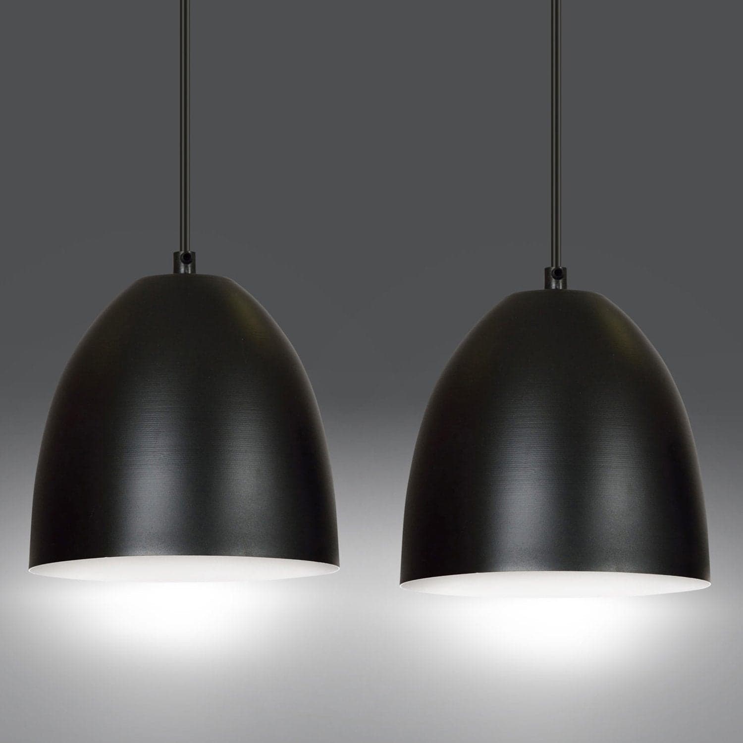 Lampadario 2 Luci Lenox In Acciaio Nero Con Cupole In Nero E Bianco in Lampade a sospensione LuceArt - Montecorvino Pugliano, commercioVirtuoso.it